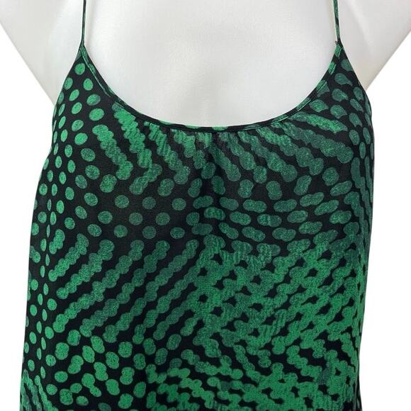 Theory Green Black 100% Silk Polka Dots Scoop Neck Camisole Tank Top Size S - Picture 3 of 5